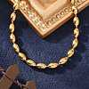 Ion Plating(IP) 304 Stainless Steel Oval Ball Chain Bracelets for Women BJEW-C046-01G-4
