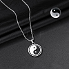 Rotatable Alloy White & Black Enamel Pendant 316 Surgical Stainless Steel Chain Necklaces for Men FS-WG50373-07-1