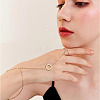 304 Stainless Steel Sun Link Chain Ring Bracelets for Women BJEW-TAC0055-6