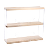 2-Tier Transparent Acrylic Wall-Mounted Action Figures Display Cases with Sliding Lid ODIS-WH0020-95-1