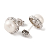 925 Sterling Silver Half Round Stud Earrings EJEW-C115-04P-2