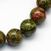 Natural Unakite Round Beads Strands X-G-S175-12mm-1