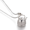 Brass Micro Pave Cubic Zirconia Pendant Necklaces NJEW-I230-11-3