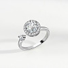 Brass Micro Pave Cubic Zirconia Rotating Cuff Rings for Women FS-WG7CCCF-11-1