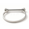 Non-Tarnish 304 Stainless Steel D Shape Bar Screw Bangle BJEW-G636-04A-P-1