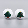 Christmas Printed Opaque Acrylic Round Beads OACR-T029-08F-2