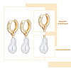 FIBLOOM 1 Pair ABS Plastic Pearl Dangle Hoop Earrings EJEW-FI0002-20-3