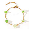 Elegant Natural Peridot Chip Link Bracelets WY5144-2-1