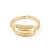 Paper Clip Brass Micro Pave Clear Cubic Zirconia Open Cuff Rings RJEW-G309-25G-2
