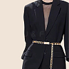 1Pc Black PU Leather & Alloy Twisted Waist Body Chains for Woman DIY-CL0001-10-6