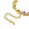 Enamel Evil Eye & Cubic Zirconia Heart Link Chain Bracelet BJEW-H555-01C-3