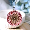 Natrual Rose Quartz Resin Pendants PW-WGF00B1-01-4