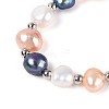 Adjustable Pearl and Brass Beaded Slider Bracelets BJEW-T022-15C-3