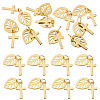 10Pcs Cross with Leaf Brass Pendants PALLOY-TAC0273-1