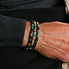 Synthetic Malachite & Coconut Shell Bead Stretch Bracelets PW-WGEF9FC-01-2