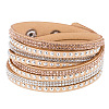 6-row Suede Cord & Rhinestone & Alloy Rivet Wrap Bracelets WGDA315-16-1