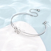 Bowknot 304 Stainless Steel & Rhinestone Cuff Bangles for Women BJEW-Z176-02P-3