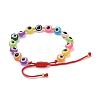 Flat Round with Evil Eye Beaded Bracelet BJEW-JB07102-02-5