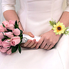 4Pcs Cloth Imitation Sunflower Wrist Corsages AJEW-CP0008-43-6