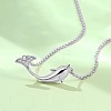 Alloy Crystal Rhinestone Whale Pendant 201 Stainless Steel Cable Chain Necklaces for Women WG0EF37-01-3