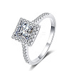 Square Rhodium Plated 925 Sterling Silver Pave 6.5x3.9mm Moissanite Finger Rings for Women WG02E28-02-5