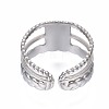 Non-Tarnish 304 Stainless Steel Rectangle with Word Love Open Cuff Ring RJEW-T023-39P-2