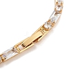 Brass Pave Clear Cubic Zirconia Rectangle & Flat Round Link Bracelets BJEW-YWC0002-02G-3