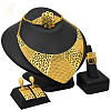 Alloy Pendant Necklaces & Stud Dangle Earrings & Rings & Link Bracelets Sets WG80561-04-1