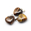 Heart Natural Tiger Eye Pendants G-Q371-06-2