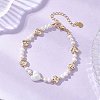 Natural Cultured Freshwater Pearl & Brass Beaded Bracelets for Women BJEW-JB13367-1