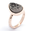 Electroplate Natural Druzy Quartz Crystal Finger Rings RJEW-I055-04RG-RS-4