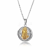 304 Stainless Steel Saint Benedict Medal Locket Pendant Necklaces for Women NJEW-G187-02GP-2