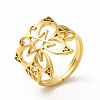 Ion Plating(IP) 304 Stainless Steel Butterfly with Star Adjustable Ring for Women RJEW-B027-08G-1