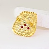 Abstract Vintage Trapezoid Brass Colorful Rhinestones Women's Ring NK9373-3