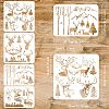 4Pcs 4 Styles Plastic Painting Stencils Sets DIY-WH0172-836-2