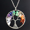 Natural Stone Chip Tree Of Life Chakra Pendant Necklaces FS-WG982AE-02-1