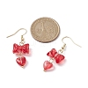 Bowknot with Heart Glass Dangle Earrings EJEW-JE05647-3