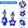 ARRICRAFT 2Pcs 2 Style Turkish Blue Evil Eye Star/Hamsa Hand Pendant Alloy Keychain KEYC-AR0001-28-4