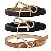 3Pcs 3 Colors Alloy Bowknot PU Leather Chain Belts for Women AJEW-CL0001-14A-1