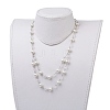 Glass Pearl Beads Tiered Necklaces NJEW-JN01977-01-4