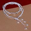 Popular Silver Color Plated Brass 3-strand Snake Chain Necklaces NJEW-BB12707-1