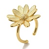 Flower Rack Plating Brass Cuff Rings for Women RJEW-G323-08G-1