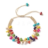 Flat Round Synthetic Turquoise Heishi Beaded Braided Bracelets for Men Women BJEW-JB12162-2