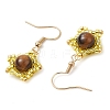 Natural Tiger Eye Star Dangle Earrings EJEW-MZ00354-5