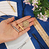 201 Stainless Steel/Brass Coated Iron Rectangle Pendant Necklace NJEW-CO0001-01-3