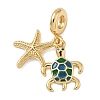 Brass Enamel European Dangle Charms KK-D502-13G-1