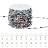 1Roll Handmade Glass Flat Round Link Chains CHC-BBC0001-14-1