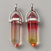 Glass Double Terminal Pointed Pendants LS-G-WH0016-41C-1