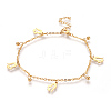 304 Stainless Steel Charm Anklets AJEW-O028-02G-1