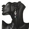 Shell Pearl & Abalone Shell/Paua Shell Beads Dangle Earrings EJEW-JE07314-4